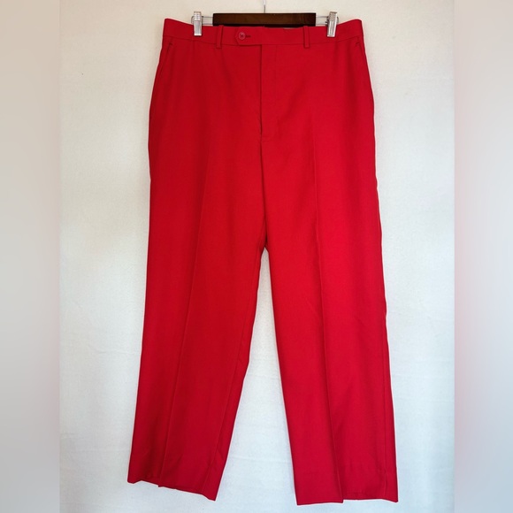 VINTAGE GEORGIO CERRUTI Men Red Dress Pant Trouser Italy Christmas Loud Large 42 - Picture 1 of 14